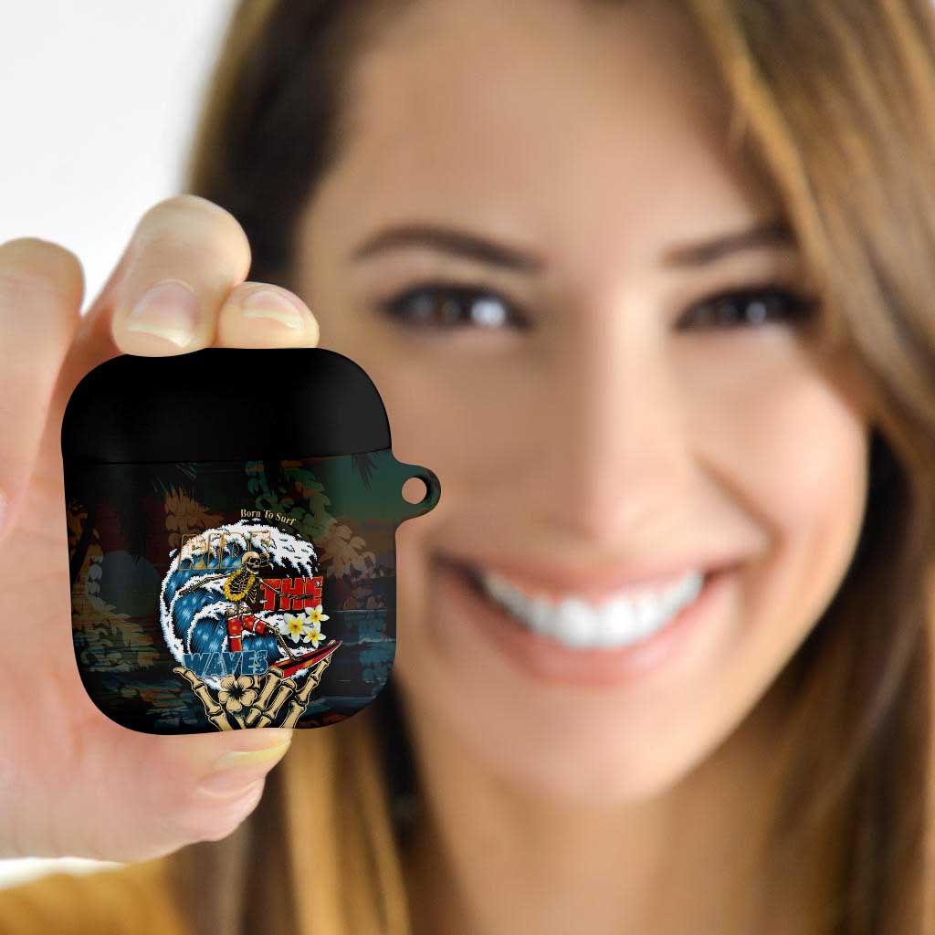 Aloha Hawaii Surfing Skull AirPods Case Shaka Skeleton Ride The Waves LT14 Black - Polynesian Pride