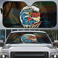 Aloha Hawaii Surfing Skull Auto Sun Shade Shaka Skeleton Ride The Waves LT14 Black - Polynesian Pride