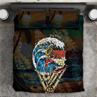 Aloha Hawaii Surfing Skull Bedding Set Shaka Skeleton Ride The Waves LT14 Black - Polynesian Pride