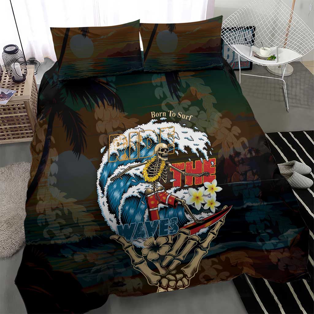 Aloha Hawaii Surfing Skull Bedding Set Shaka Skeleton Ride The Waves LT14 - Polynesian Pride
