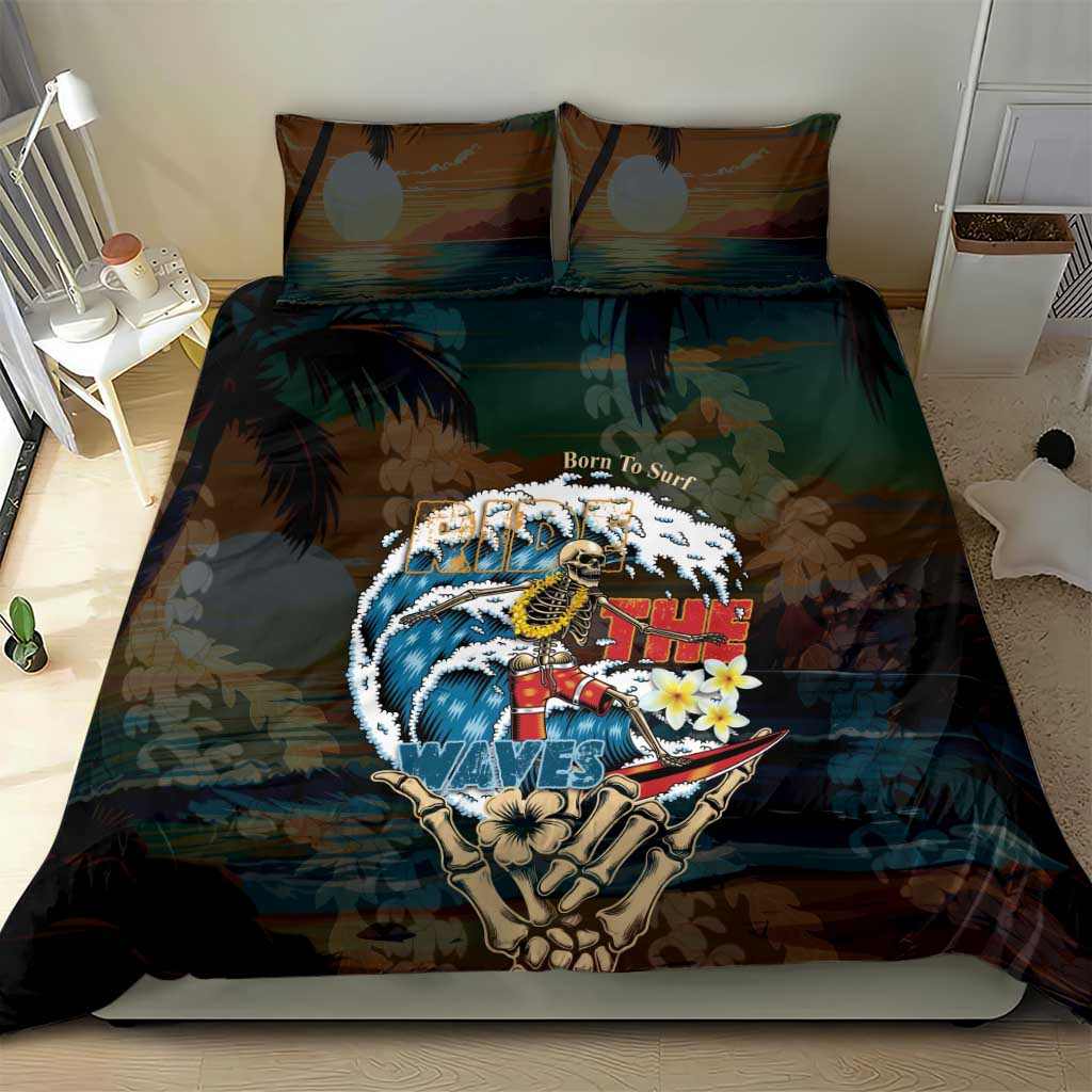 Aloha Hawaii Surfing Skull Bedding Set Shaka Skeleton Ride The Waves LT14 - Polynesian Pride