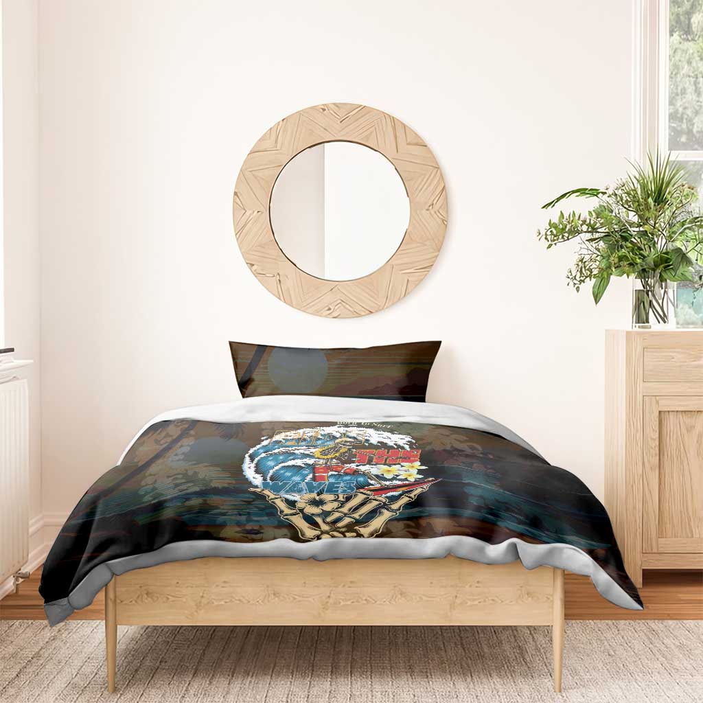 Aloha Hawaii Surfing Skull Bedding Set Shaka Skeleton Ride The Waves LT14 - Polynesian Pride