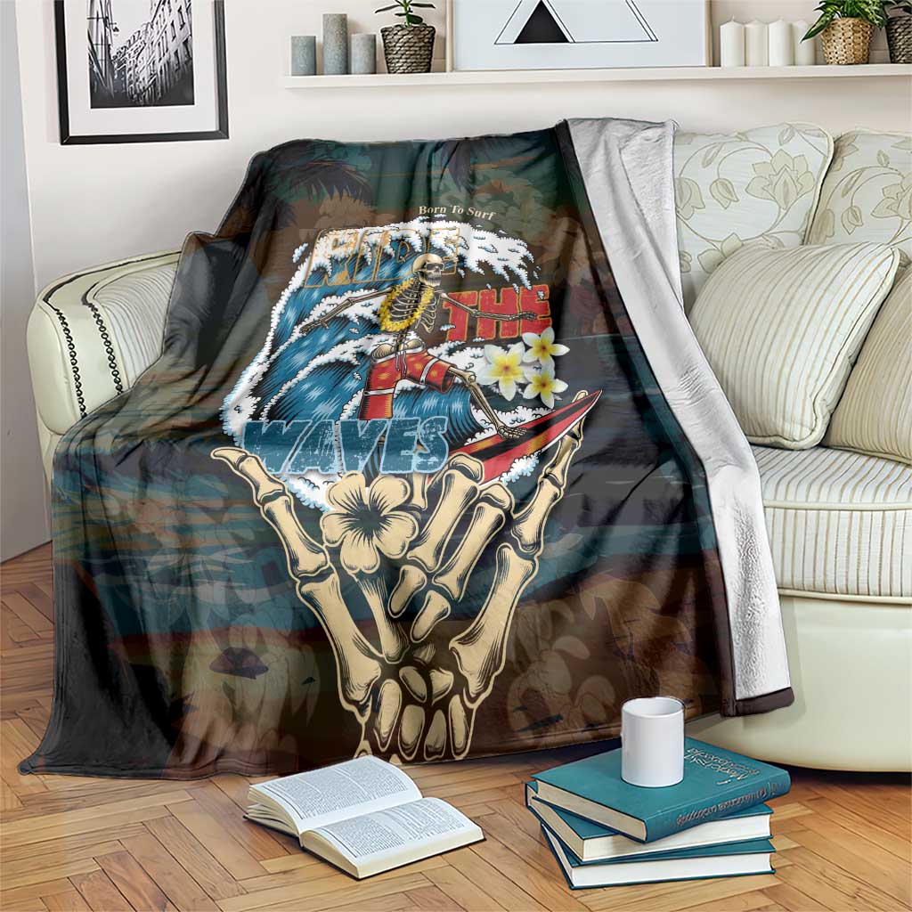 Aloha Hawaii Surfing Skull Blanket Shaka Skeleton Ride The Waves LT14 Black - Polynesian Pride