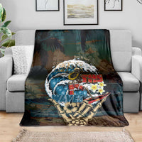 Aloha Hawaii Surfing Skull Blanket Shaka Skeleton Ride The Waves LT14 - Polynesian Pride