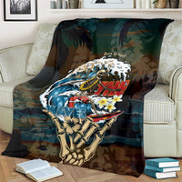 Aloha Hawaii Surfing Skull Blanket Shaka Skeleton Ride The Waves LT14 - Polynesian Pride