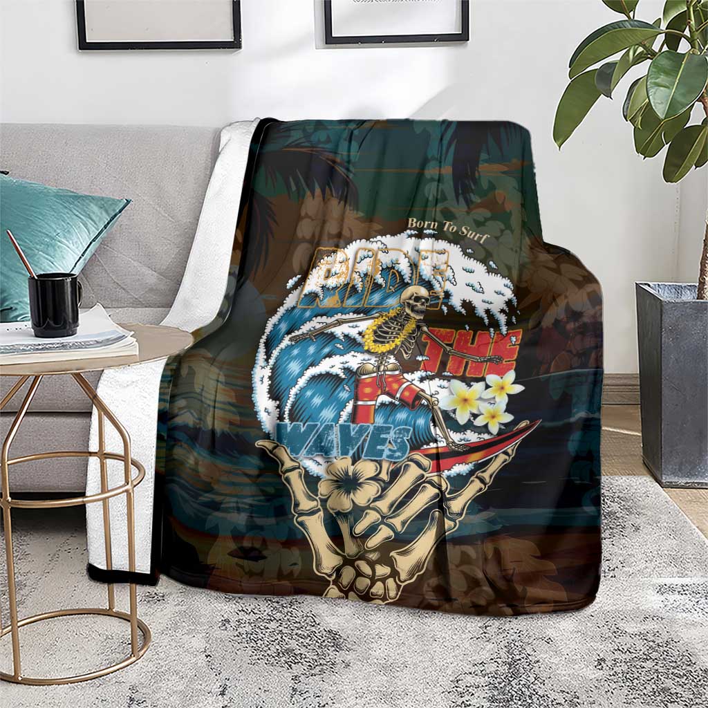 Aloha Hawaii Surfing Skull Blanket Shaka Skeleton Ride The Waves LT14 - Polynesian Pride