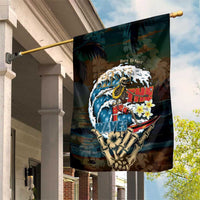 Aloha Hawaii Surfing Skull Garden Flag Shaka Skeleton Ride The Waves LT14 House Flag Black - Polynesian Pride