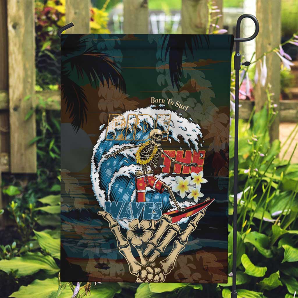 Aloha Hawaii Surfing Skull Garden Flag Shaka Skeleton Ride The Waves LT14 Garden Flag Black - Polynesian Pride