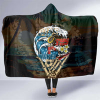 Aloha Hawaii Surfing Skull Hooded Blanket Shaka Skeleton Ride The Waves LT14 One Size Black - Polynesian Pride