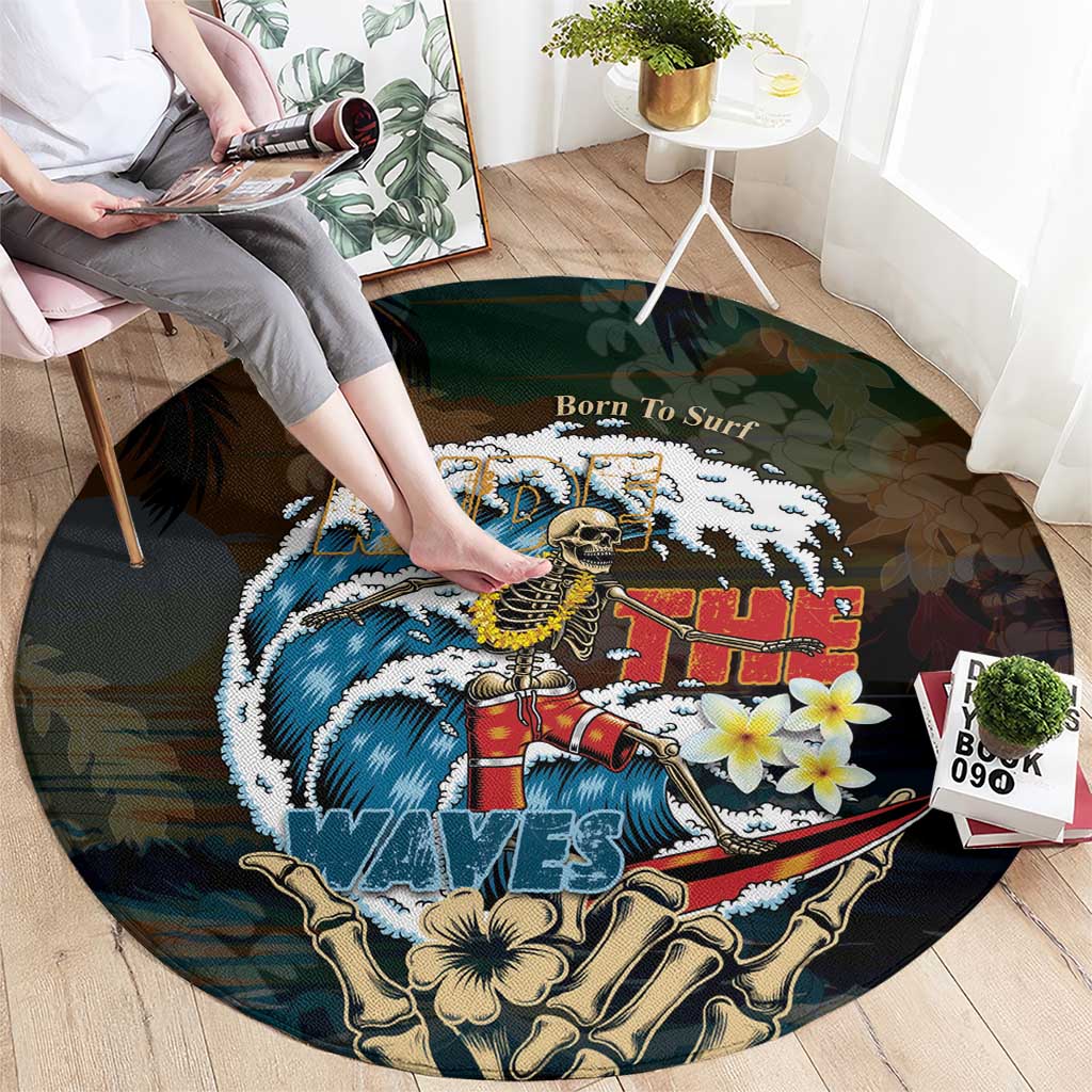 Aloha Hawaii Surfing Skull Round Carpet Shaka Skeleton Ride The Waves LT14 - Polynesian Pride