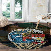 Aloha Hawaii Surfing Skull Round Carpet Shaka Skeleton Ride The Waves LT14 - Polynesian Pride