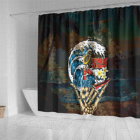 Aloha Hawaii Surfing Skull Shower Curtain Shaka Skeleton Ride The Waves LT14 - Polynesian Pride