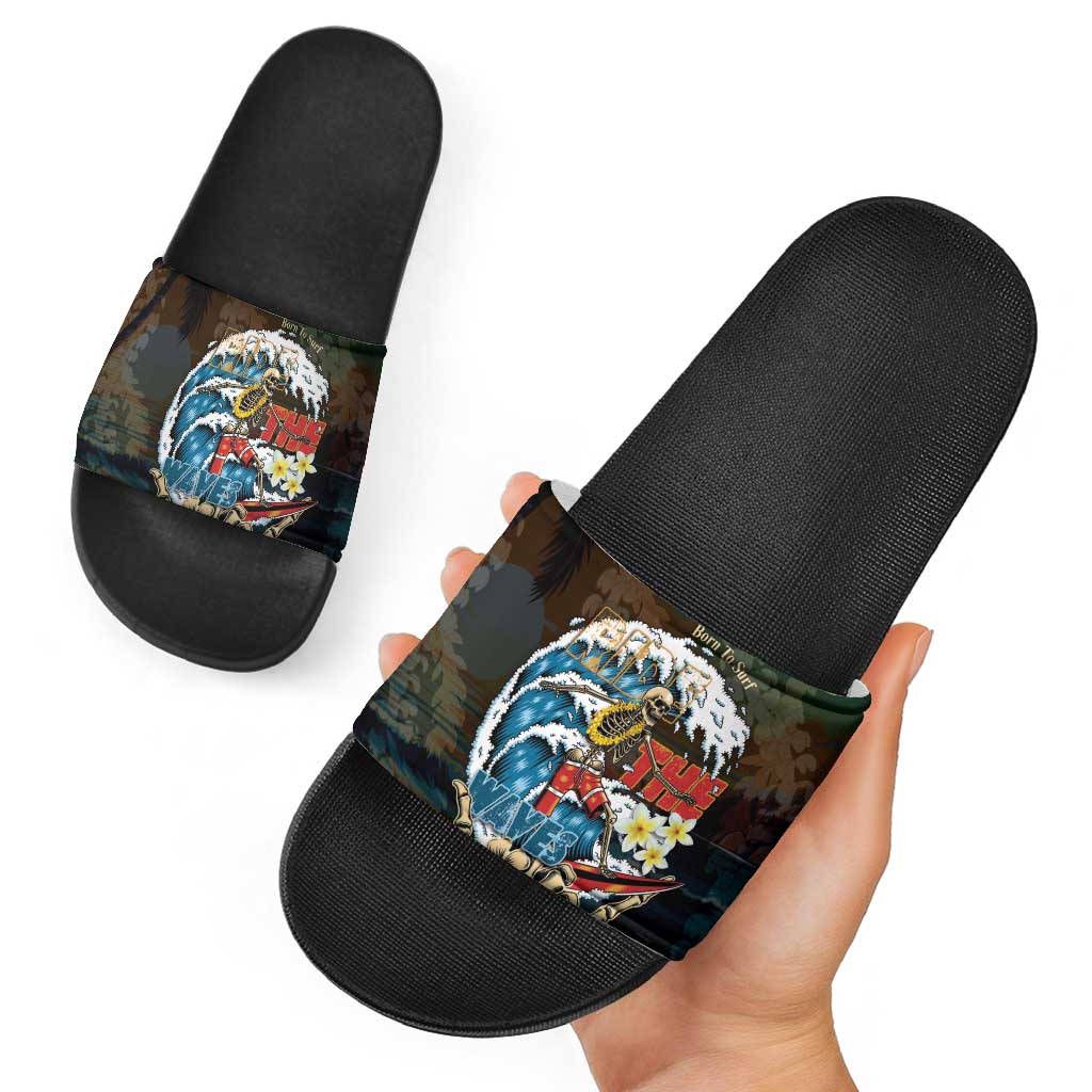 Aloha Hawaii Surfing Skull Slide Sandals Shaka Skeleton Ride The Waves LT14 - Polynesian Pride