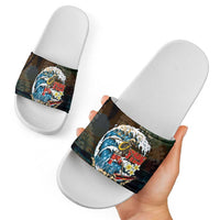 Aloha Hawaii Surfing Skull Slide Sandals Shaka Skeleton Ride The Waves LT14 - Polynesian Pride
