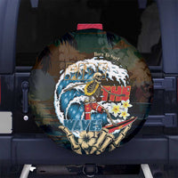 Aloha Hawaii Surfing Skull Spare Tire Cover Shaka Skeleton Ride The Waves LT14 No hole Black - Polynesian Pride