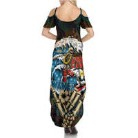 Aloha Hawaii Surfing Skull Summer Maxi Dress Shaka Skeleton Ride The Waves LT14 - Polynesian Pride