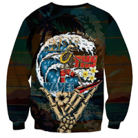 Aloha Hawaii Surfing Skull Sweatshirt Shaka Skeleton Ride The Waves LT14 - Polynesian Pride