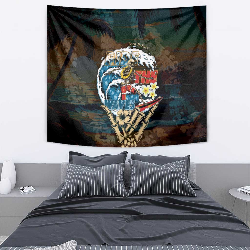 Aloha Hawaii Surfing Skull Tapestry Shaka Skeleton Ride The Waves LT14 - Polynesian Pride