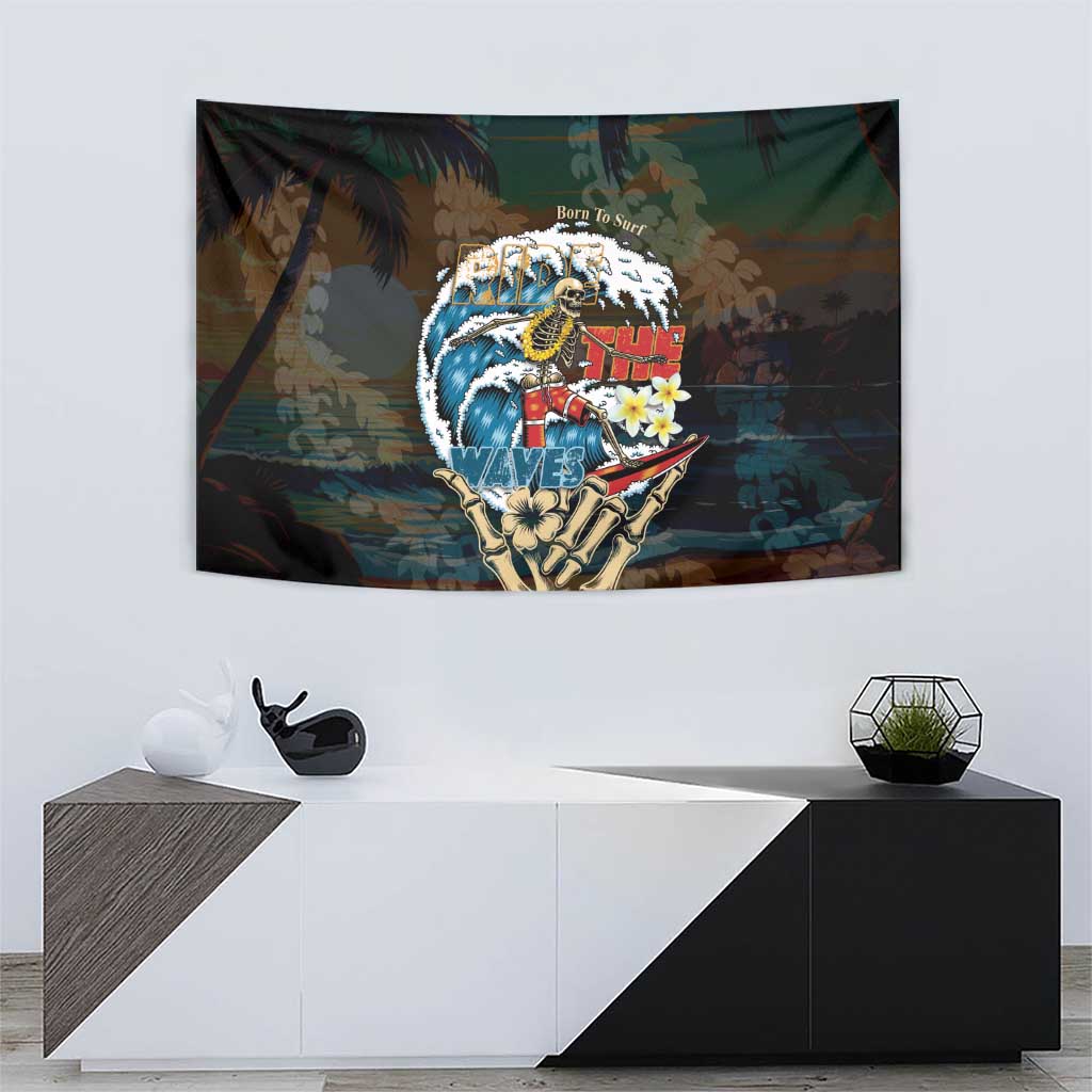 Aloha Hawaii Surfing Skull Tapestry Shaka Skeleton Ride The Waves LT14 - Polynesian Pride