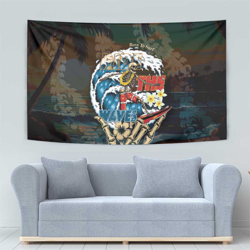 Aloha Hawaii Surfing Skull Tapestry Shaka Skeleton Ride The Waves LT14 - Polynesian Pride