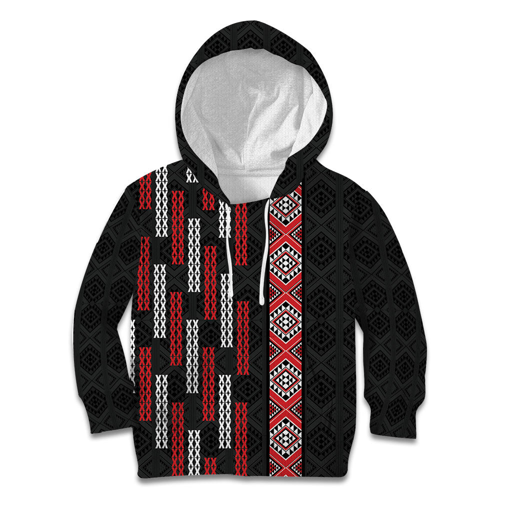 Roimata Toroa Maori Taniko Inspired New Zealand Kid Hoodie LT14 Hoodie Black - Polynesian Pride