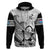 Fiji Tapa Rugby Hoodie Flying Fijian 2023 World Cup With Dabbing Ball LT14 Zip Hoodie White - Polynesian Pride