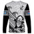 Fiji Tapa Rugby Long Sleeve Shirt Flying Fijian 2023 World Cup With Dabbing Ball LT14 Unisex White - Polynesian Pride