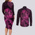 Polynesia Breast Cancer Awareness Couples Matching Long Sleeve Bodycon Dress and Long Sleeve Button Shirts No One Fights Alone Pink Ribbon With Butterfly LT14 - Polynesian Pride