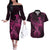 Polynesia Breast Cancer Awareness Couples Matching Off The Shoulder Long Sleeve Dress and Hawaiian Shirt No One Fights Alone Pink Ribbon With Butterfly LT14 Pink - Polynesian Pride