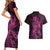 Polynesia Breast Cancer Awareness Couples Matching Short Sleeve Bodycon Dress and Hawaiian Shirt No One Fights Alone Pink Ribbon With Butterfly LT14 - Polynesian Pride