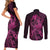 Polynesia Breast Cancer Awareness Couples Matching Short Sleeve Bodycon Dress and Long Sleeve Button Shirts No One Fights Alone Pink Ribbon With Butterfly LT14 - Polynesian Pride