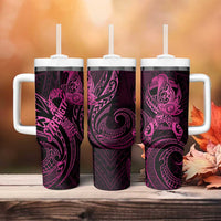 Polynesia Breast Cancer Awareness Tumbler With Handle No One Fights Alone Pink Ribbon With Butterfly LT14 - Polynesian Pride