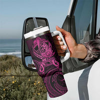 Polynesia Breast Cancer Awareness Tumbler With Handle No One Fights Alone Pink Ribbon With Butterfly LT14 - Polynesian Pride