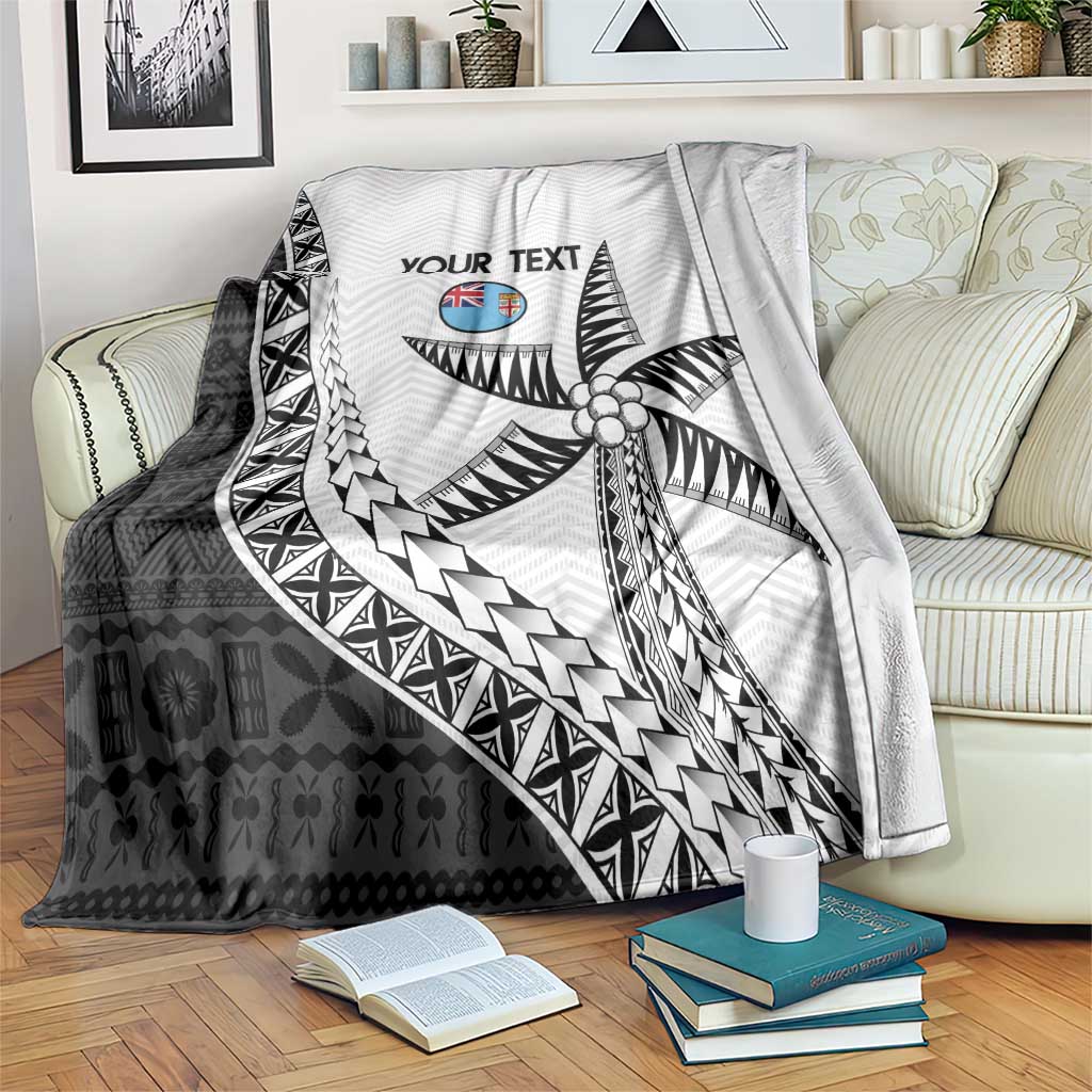 Custom Fiji Rugby Blanket Go Champions Fijian Tapa Cloth LT14 White - Polynesian Pride