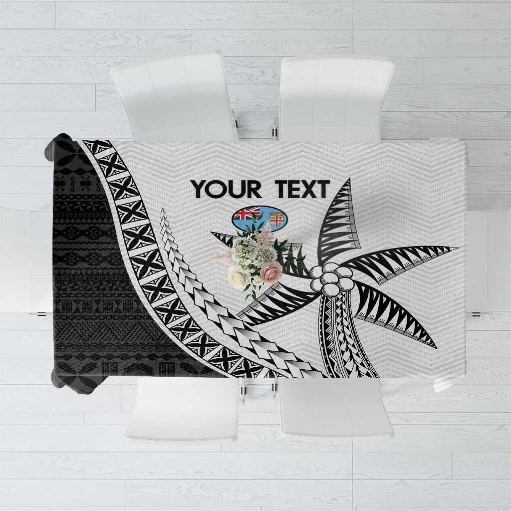 Custom Fiji Rugby Tablecloth Go Champions Fijian Tapa Cloth LT14 White - Polynesian Pride