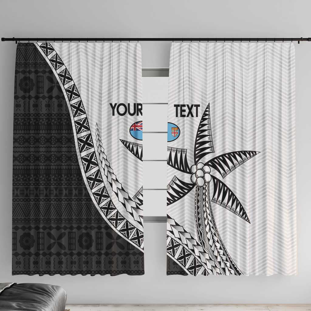 Custom Fiji Rugby Window Curtain Go Champions Fijian Tapa Cloth LT14 With Hooks White - Polynesian Pride