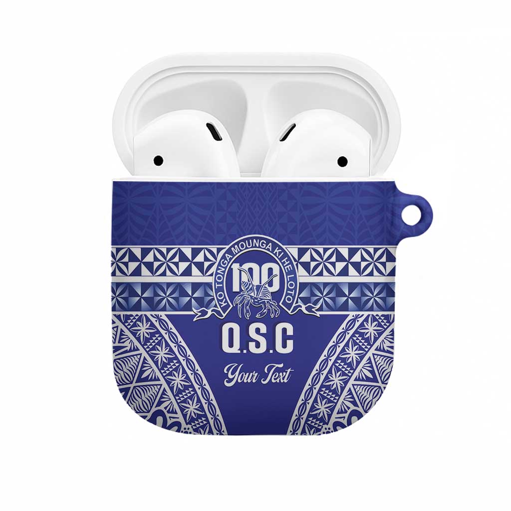 Personalised Queen Salote College AirPods Case Kolisi Fefine 100th Anniversary Kupesi Blue LT14 Blue - Polynesian Pride