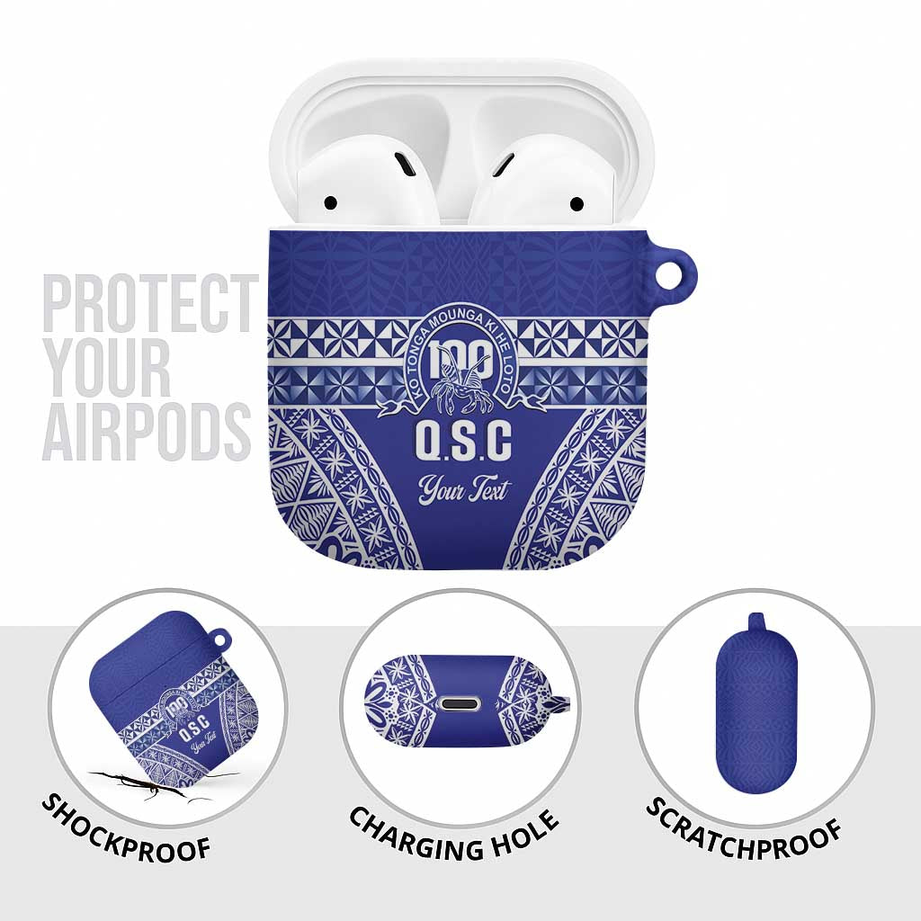 Personalised Queen Salote College AirPods Case Kolisi Fefine 100th Anniversary Kupesi Blue LT14 - Polynesian Pride