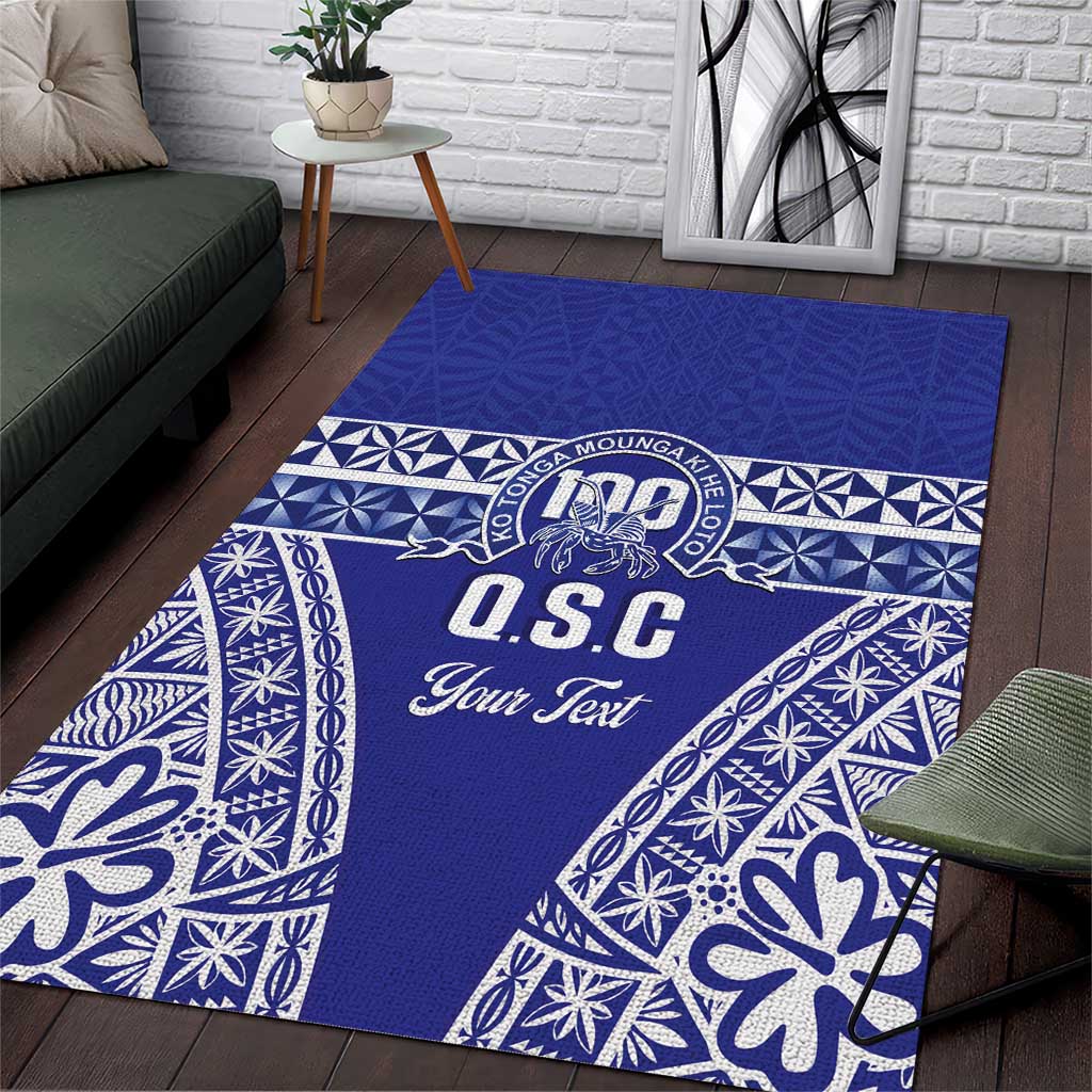 Personalised Queen Salote College Area Rug Kolisi Fefine 100th Anniversary Kupesi Blue LT14 Blue - Polynesian Pride