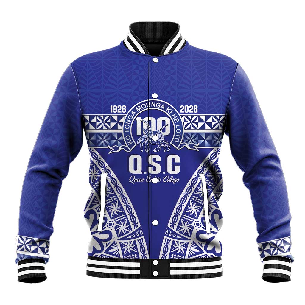 Personalised Queen Salote College Baseball Jacket Kolisi Fefine 100th Anniversary Kupesi Blue LT14 Unisex Blue - Polynesian Pride