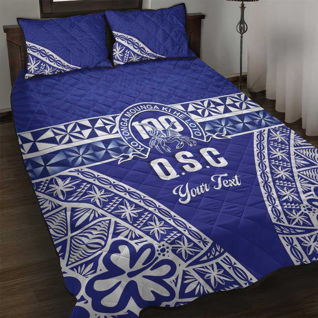Personalised Queen Salote College Quilt Bed Set Kolisi Fefine 100th Anniversary Kupesi Blue LT14 Blue - Polynesian Pride