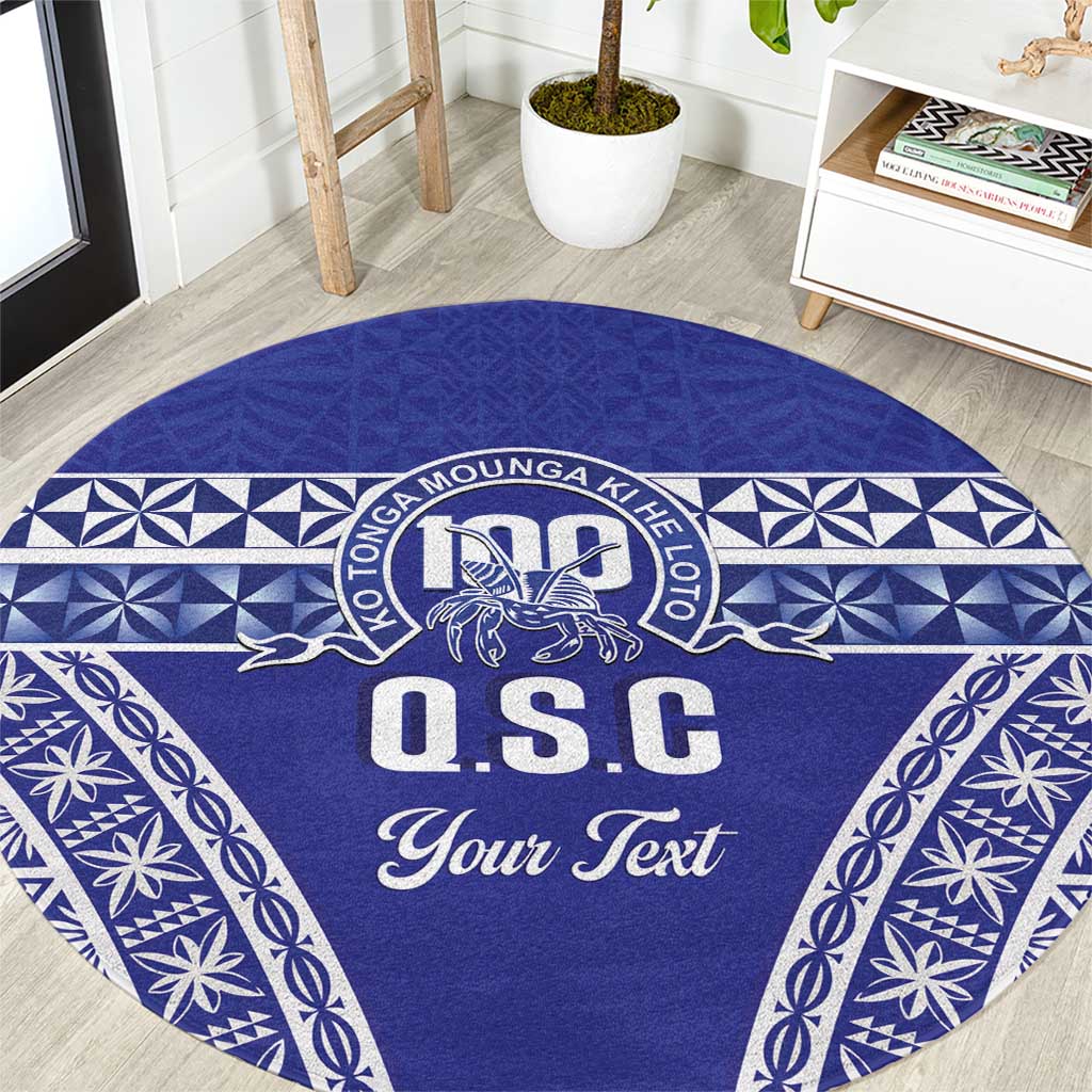 Personalised Queen Salote College Round Carpet Kolisi Fefine 100th Anniversary Kupesi Blue LT14 Blue - Polynesian Pride