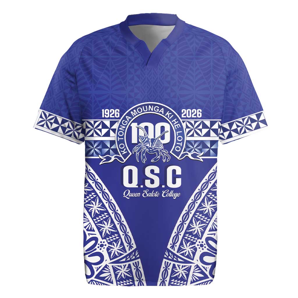 Personalised Queen Salote College Rugby Jersey Kolisi Fefine 100th Anniversary Kupesi Blue LT14 Blue - Polynesian Pride