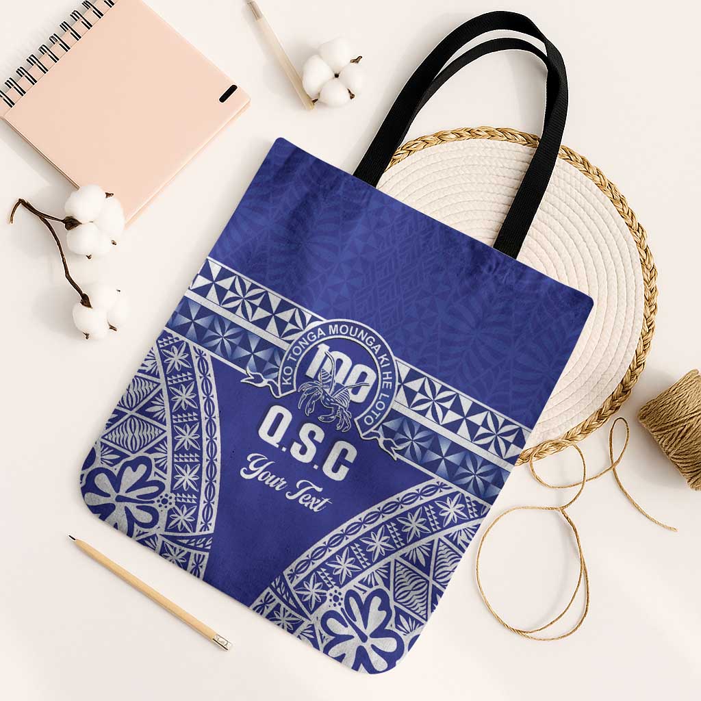 Personalised Queen Salote College Tote Bag Kolisi Fefine 100th Anniversary Kupesi Blue LT14 Black Strap One Size Blue - Polynesian Pride