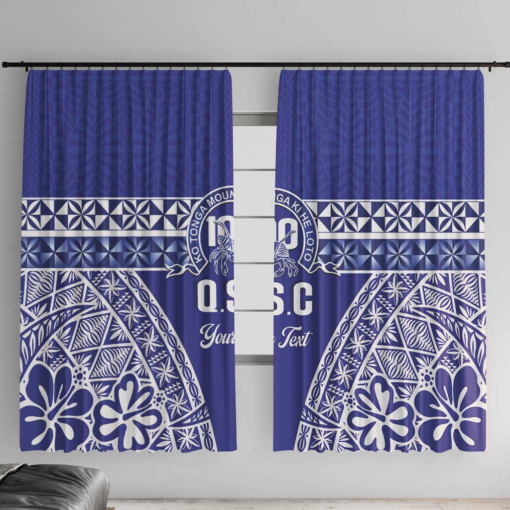 Personalised Queen Salote College Window Curtain Kolisi Fefine 100th Anniversary Kupesi Blue LT14 With Hooks Blue - Polynesian Pride