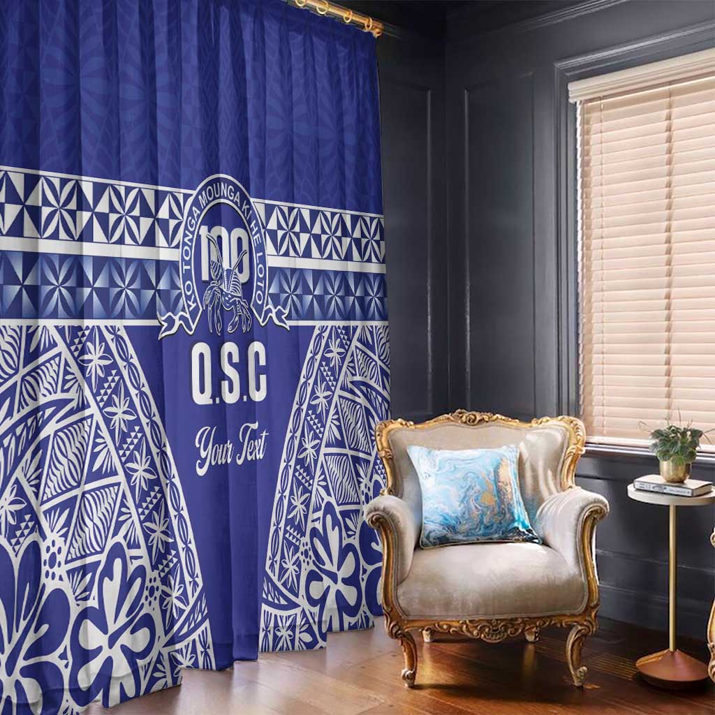 Personalised Queen Salote College Window Curtain Kolisi Fefine 100th Anniversary Kupesi Blue LT14 - Polynesian Pride
