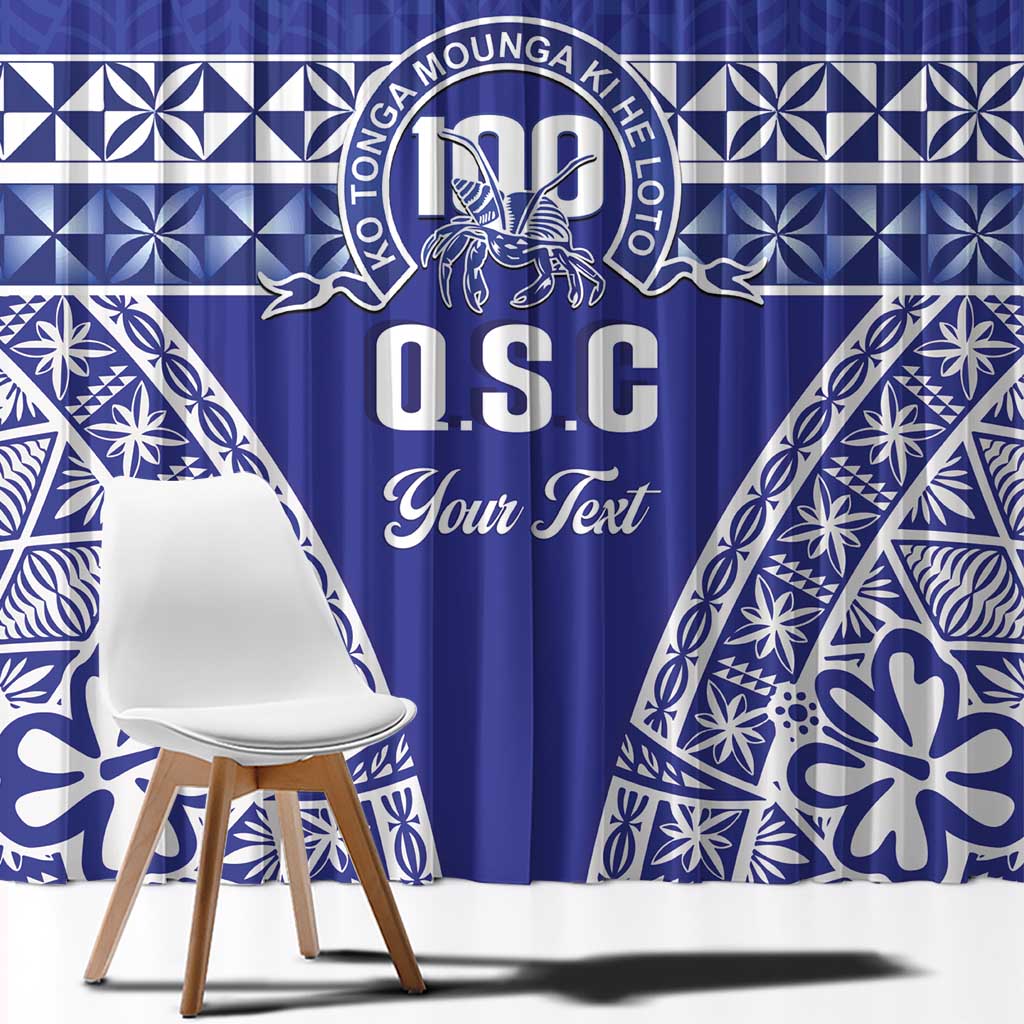 Personalised Queen Salote College Window Curtain Kolisi Fefine 100th Anniversary Kupesi Blue LT14 - Polynesian Pride