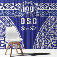 Personalised Queen Salote College Window Curtain Kolisi Fefine 100th Anniversary Kupesi Blue LT14 - Polynesian Pride