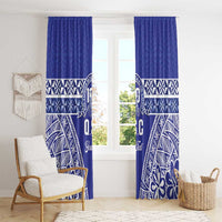 Personalised Queen Salote College Window Curtain Kolisi Fefine 100th Anniversary Kupesi Blue LT14 - Polynesian Pride