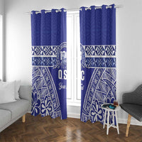 Personalised Queen Salote College Window Curtain Kolisi Fefine 100th Anniversary Kupesi Blue LT14 With Grommets Blue - Polynesian Pride